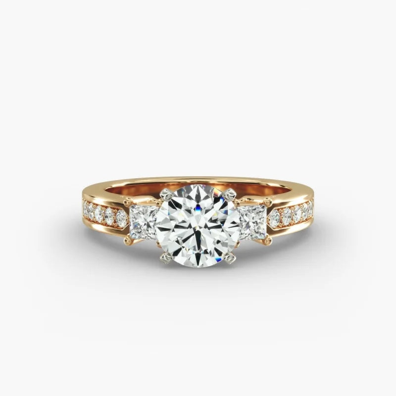 The Trinity - 2ct Three Stone Lab Grown Diamond Ring in 18K Yellow Gold