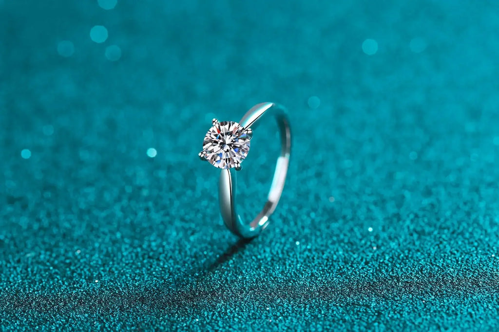 Platinum Pt950 Luxury Rings for Women 0.5/1/2 Carat Moissanite Diamond Ring 18K White Gold Classic Four Claws Wedding Jewelry