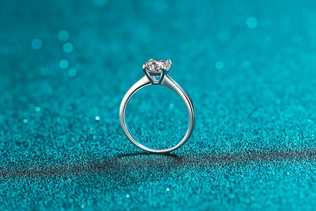 Platinum Pt950 Luxury Rings for Women 0.5/1/2 Carat Moissanite Diamond Ring 18K White Gold Classic Four Claws Wedding Jewelry