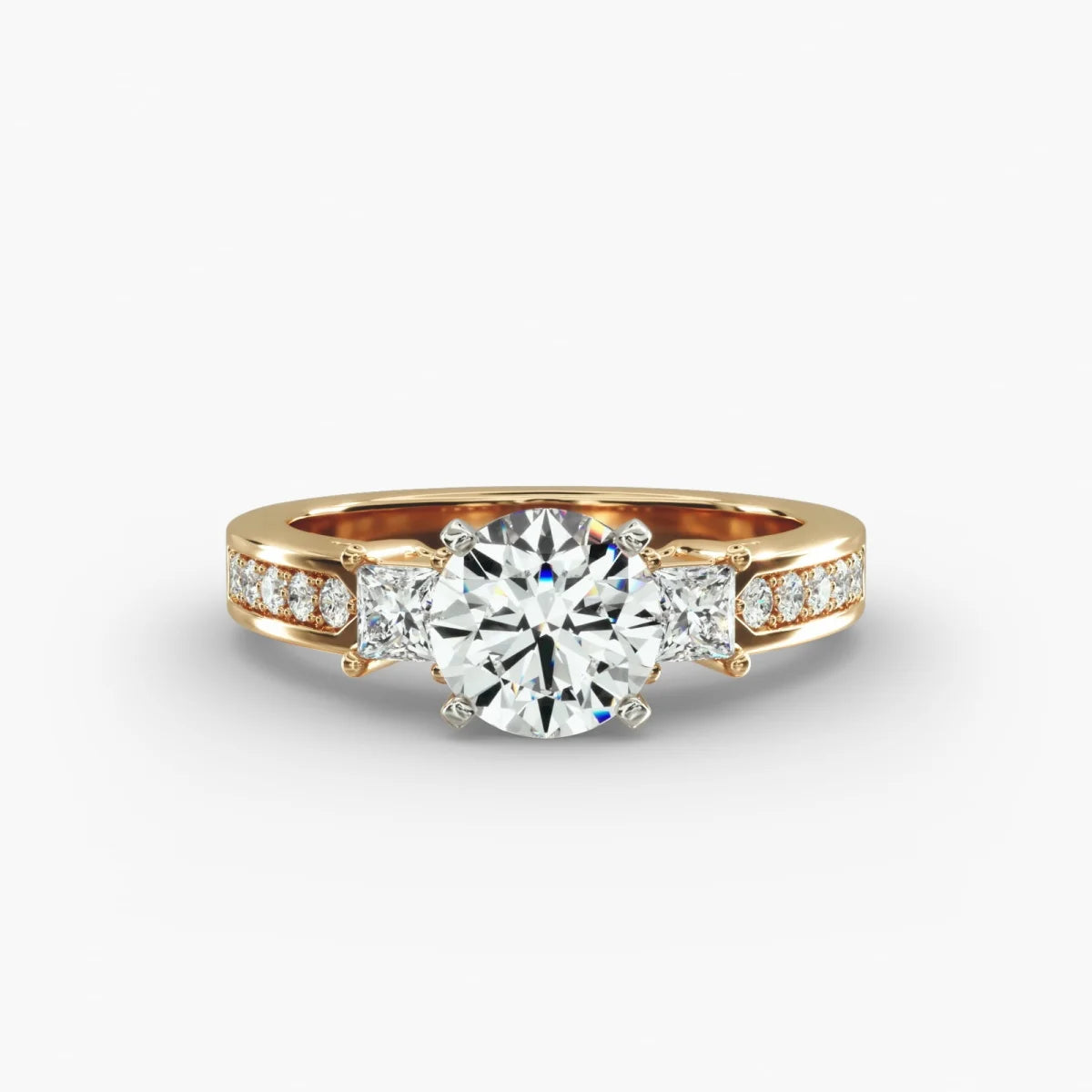 The Trinity - 2ct Three Stone Lab Grown Diamond Ring in 18K Yellow Gold