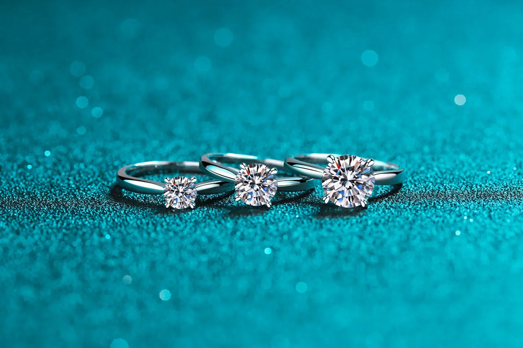 Platinum Pt950 Luxury Rings for Women 0.5/1/2 Carat Moissanite Diamond Ring 18K White Gold Classic Four Claws Wedding Jewelry