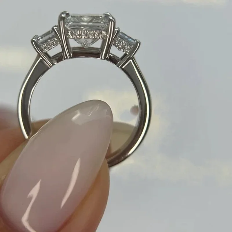 1.5CT Main Stone CVD HPHT Princess Cut Wedding Ring IGI Certified DEF VS-VVS Lab Grown Diamond 950 Platinum Ring For Lady