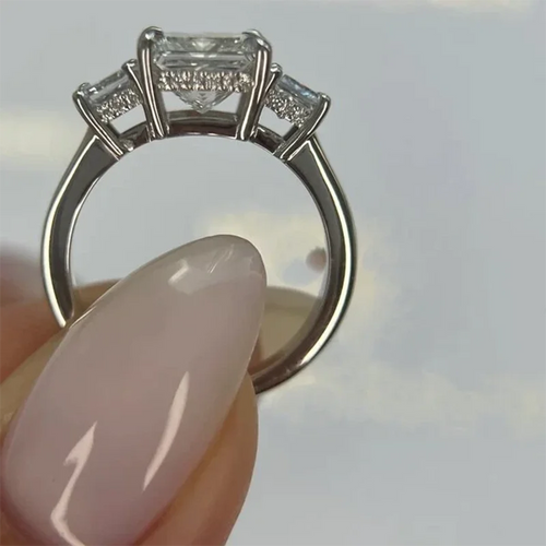 1.5CT Main Stone CVD HPHT Princess Cut Wedding Ring IGI Certified DEF VS-VVS Lab Grown Diamond 950 Platinum Ring For Lady