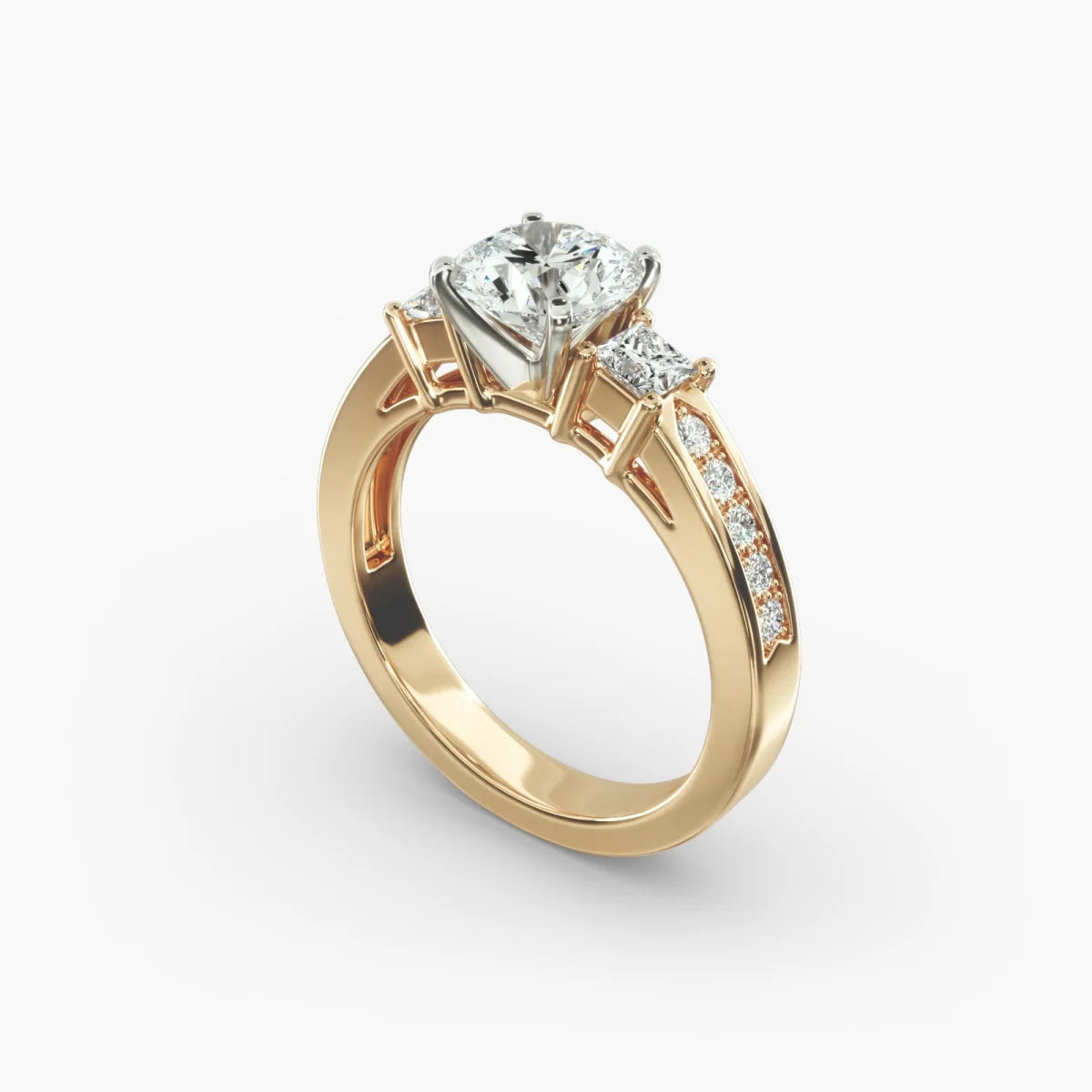 The Trinity - 2ct Three Stone Lab Grown Diamond Ring in 18K Yellow Gold