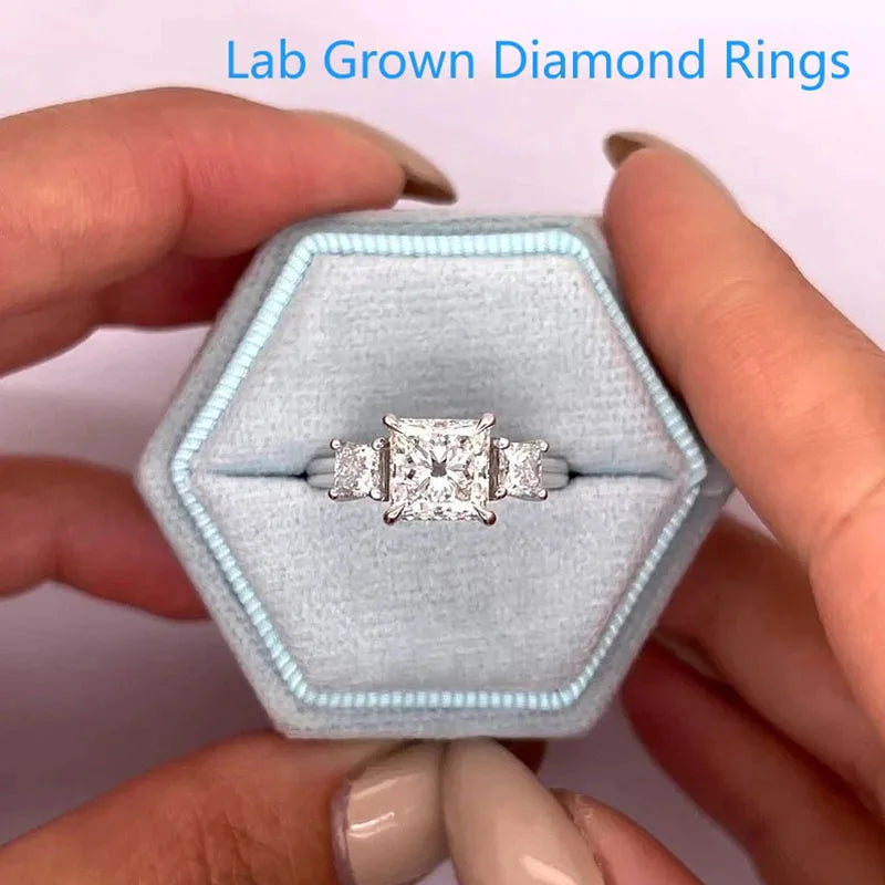 1.5CT Main Stone CVD HPHT Princess Cut Wedding Ring IGI Certified DEF VS-VVS Lab Grown Diamond 950 Platinum Ring For Lady