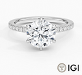 Classic Six-Prong Lab Diamond Ring PT950/14K/18K White Gold Side Stone Genuine Diamond Ring for Wedding