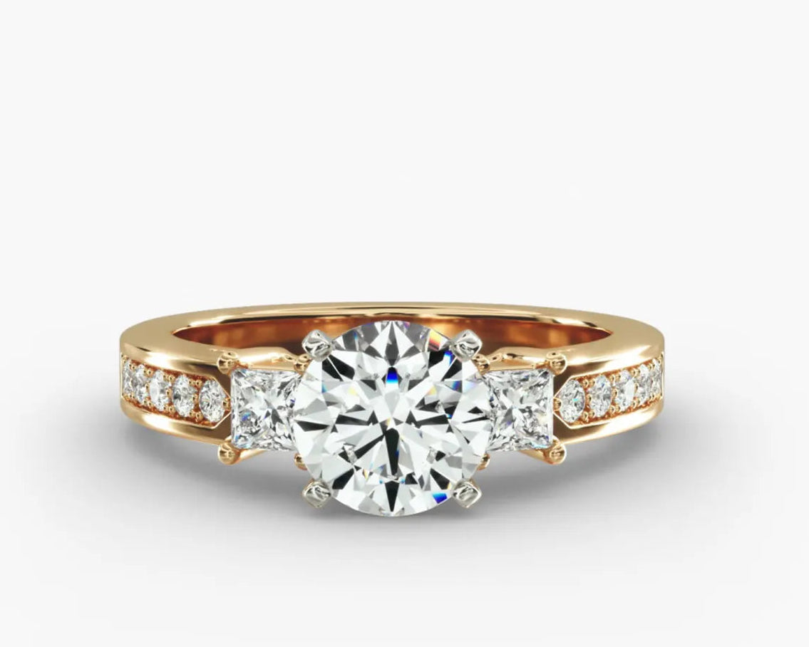 The Trinity - 2ct Three Stone Lab Grown Diamond Ring in 18K Yellow Gold